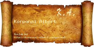 Korponai Albert névjegykártya
