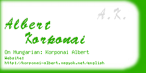 albert korponai business card